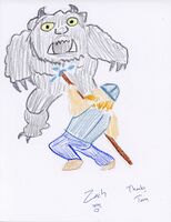 Дварф сражается с троллем, рисунок от Bay 12 Games.